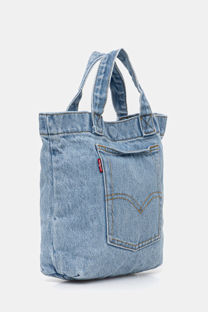 Levi's geantă de bumbac MINI BACK POCKET TOTE 005FW albastru SS26