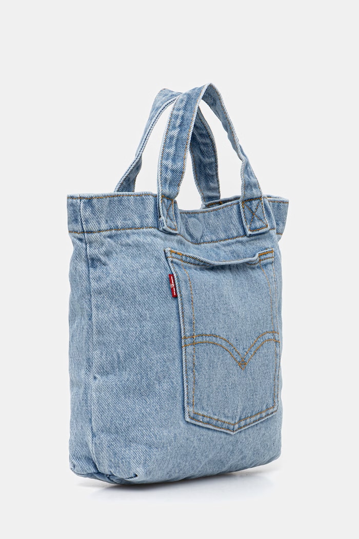 Levi's geantă de bumbac MINI BACK POCKET TOTE 005FW albastru SS26