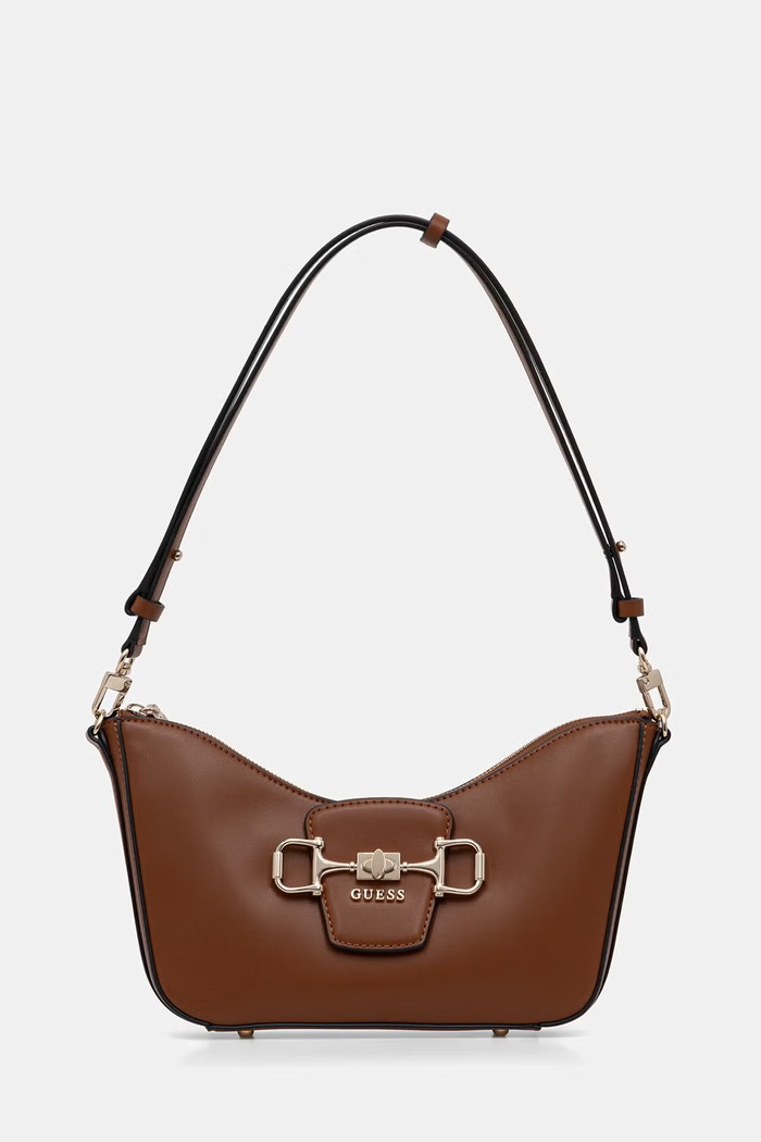 Guess geantă baguette pentru femei, cu imitație de piele JANIE maro HWVG99.10180