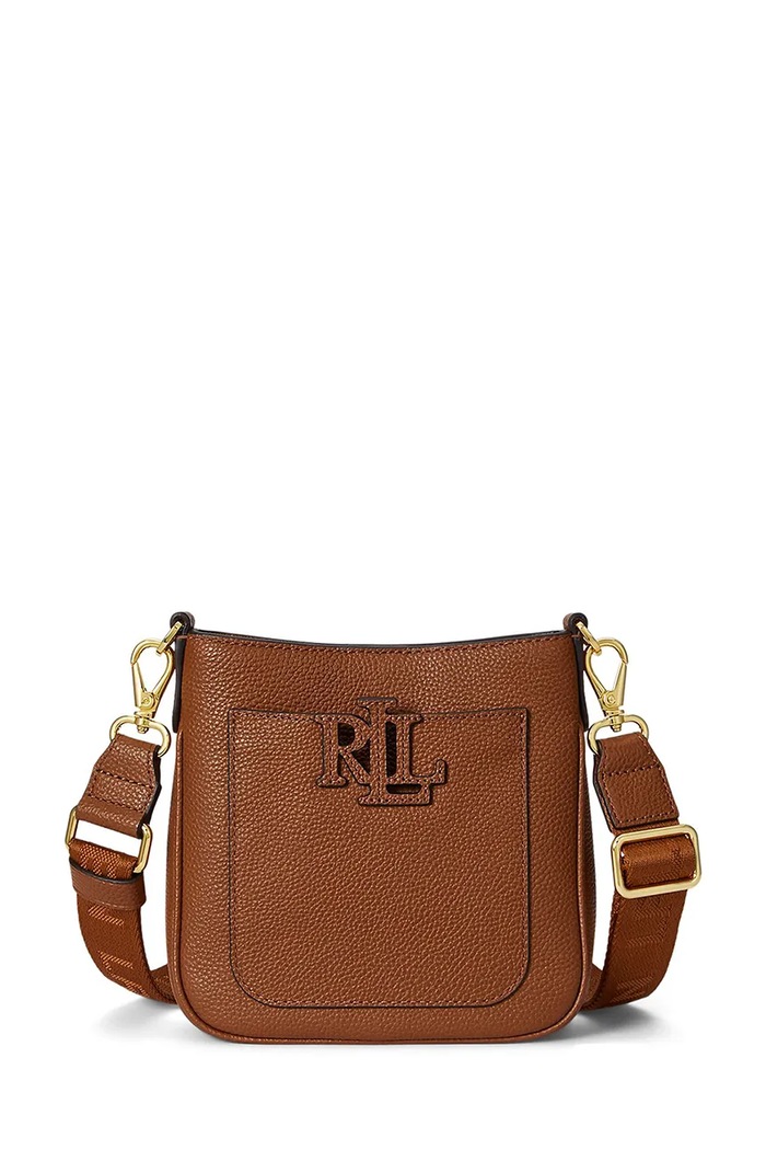 Lauren Ralph Lauren dámska kožená crossbody kabelka hnedá 431982184