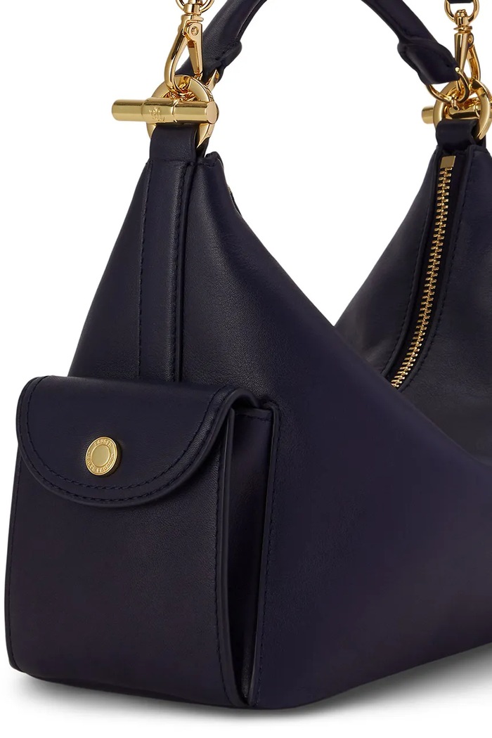 Lauren Ralph Lauren dámska kožená kabelka 431P06064 tmavomodrá