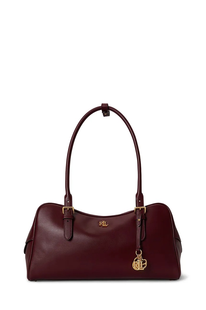 Lauren Ralph Lauren torebka bagietka damska skórzana bordowy 431P06068