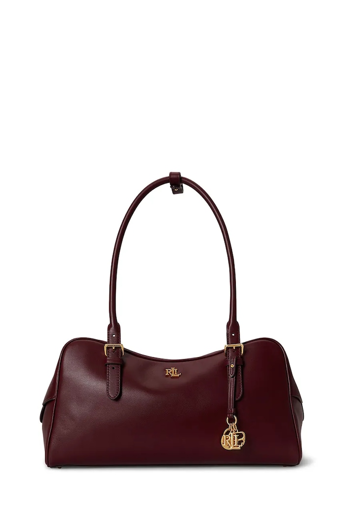 Lauren Ralph Lauren torebka bagietka damska skórzana bordowy 431P06068