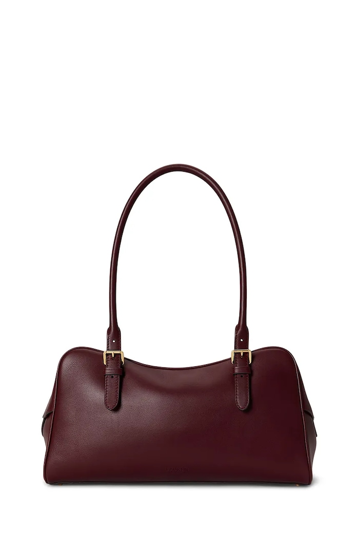 Lauren Ralph Lauren torebka bagietka damska skórzana 431P06068 bordowy SS26