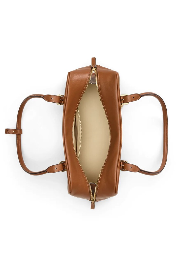 Usnjena torbica Lauren Ralph Lauren rjava 431P06068