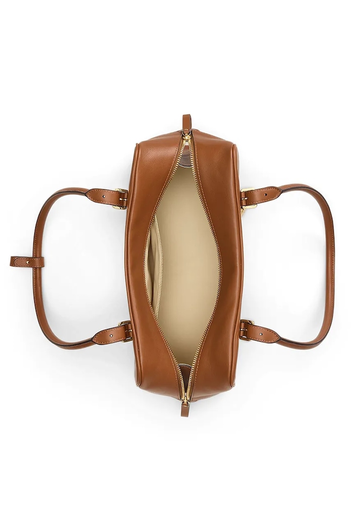 Usnjena torbica Lauren Ralph Lauren rjava 431P06068