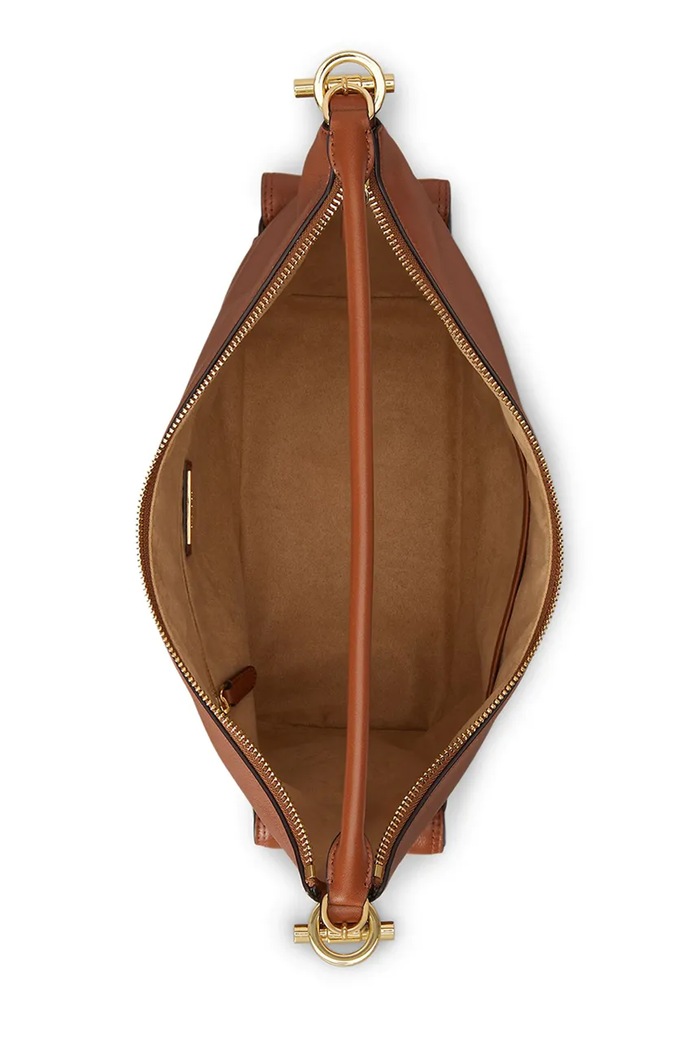 Kožená kabelka Lauren Ralph Lauren hnedá 431P10123