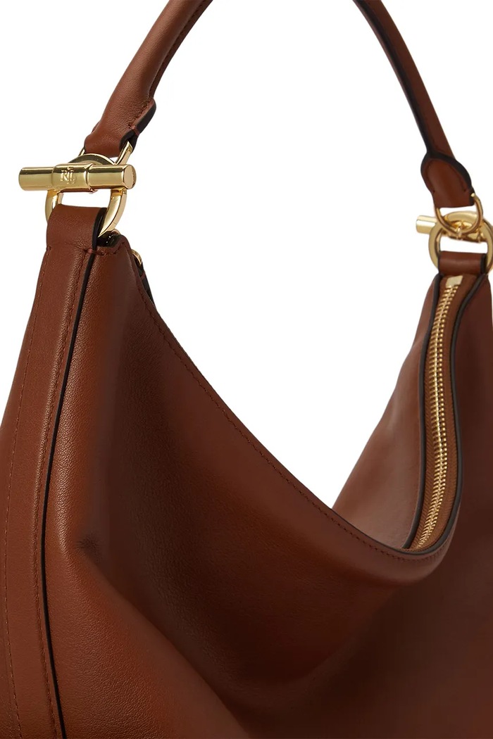 Kožená kabelka Lauren Ralph Lauren 431P10123 hnedá