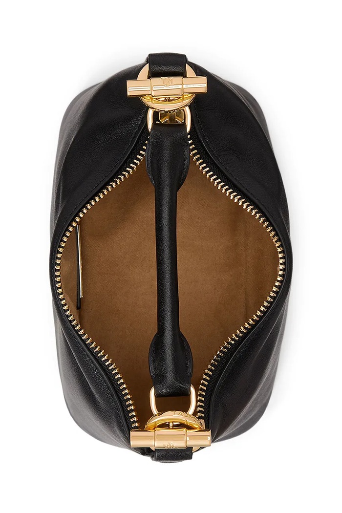 Usnjena torbica Lauren Ralph Lauren črna 431P10531