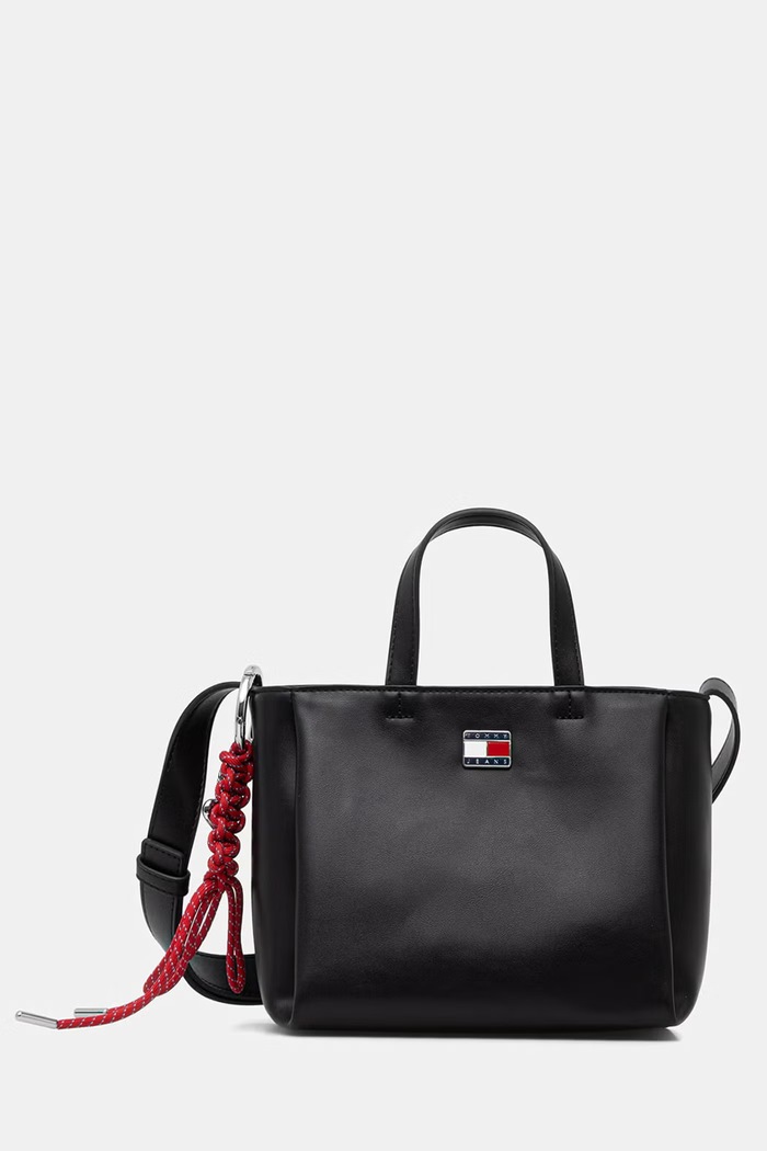 Tommy Jeans klasična torbica ženska iz umetnega usnja črna AW0AW18580