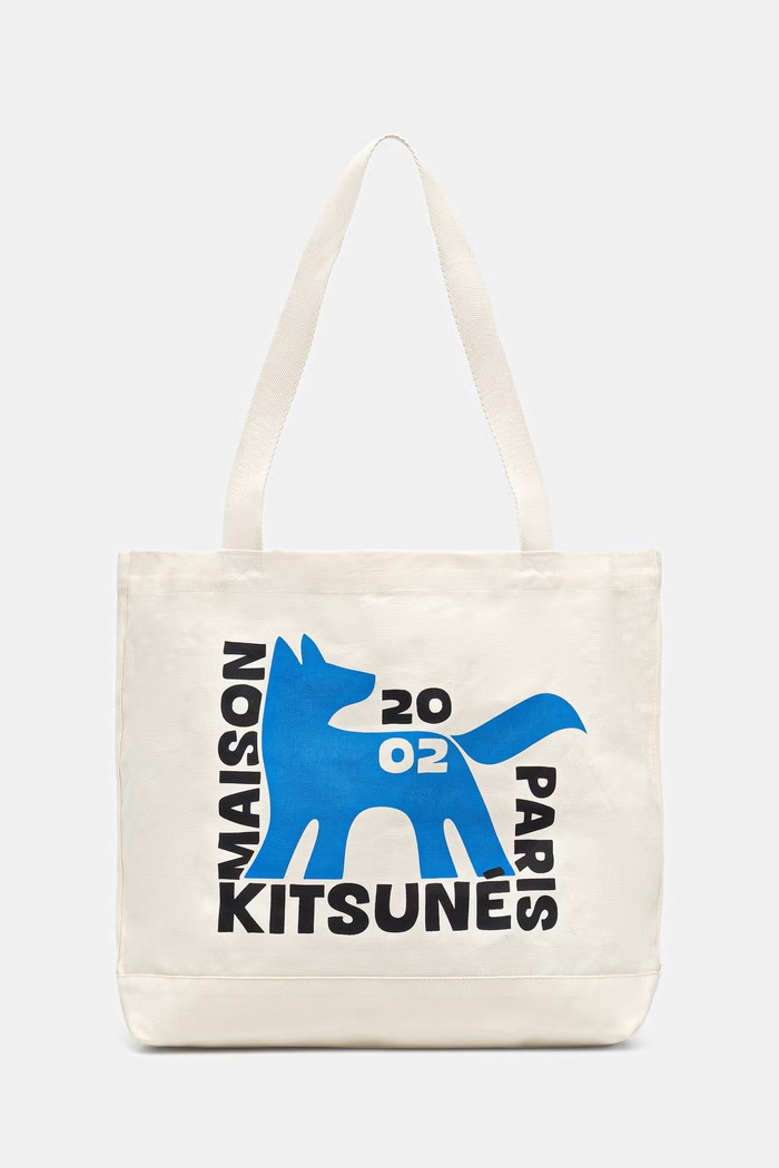 Maison Kitsuné Gallery Fox shopper γυναικεία βαμβακερή μπεζ QU05110WW9042