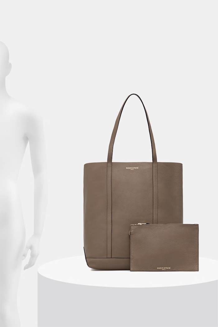 Maison Kitsuné tote bag women's leather QU05101LC0045 beige