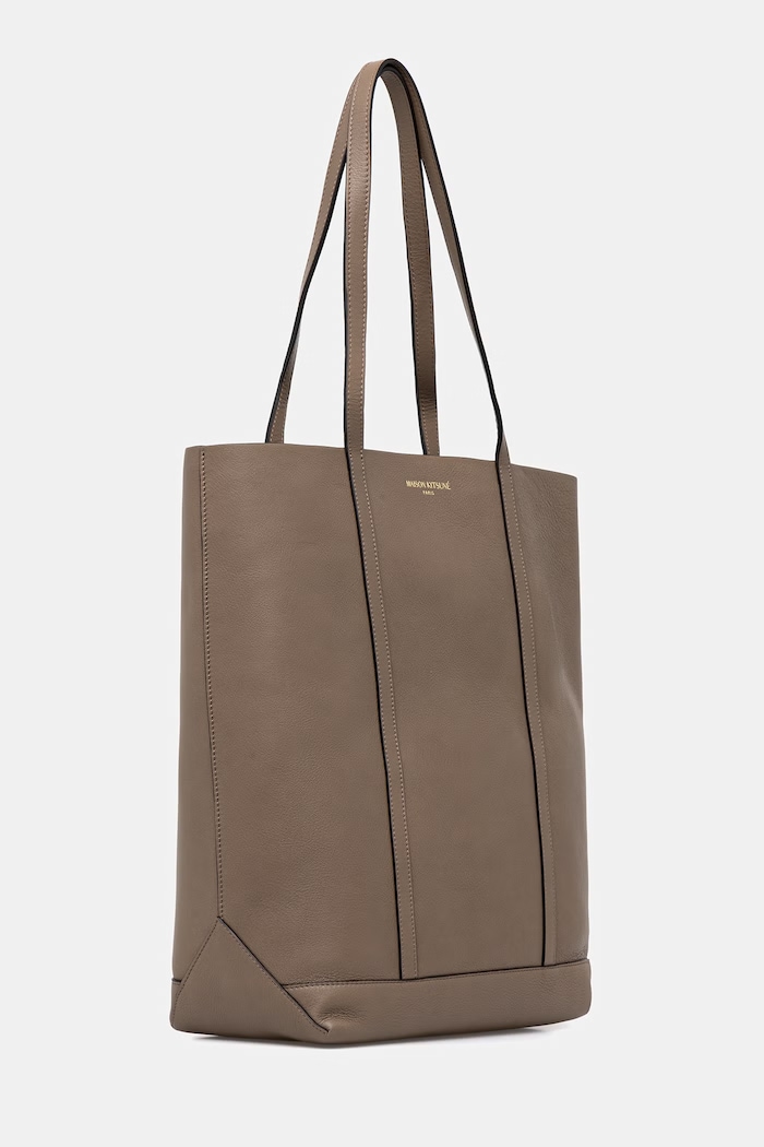 Maison Kitsuné tote bag women's leather QU05101LC0045 beige SS26
