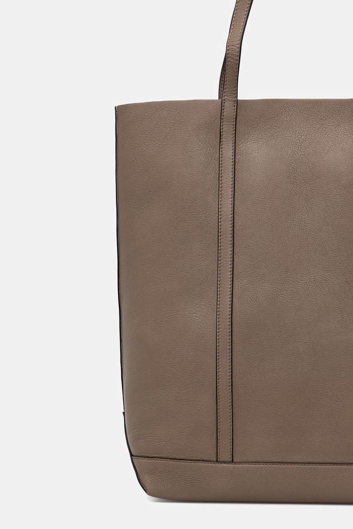 Accesorii Maison Kitsuné Geantă tote de damă din piele QU05101LC0045 bej