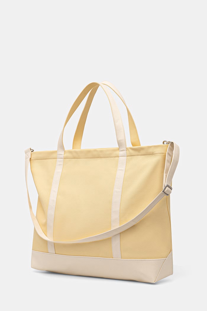 Accesorii Maison Kitsuné Handwriting tote bag de damă din bumbac QU05105WB0050 galben
