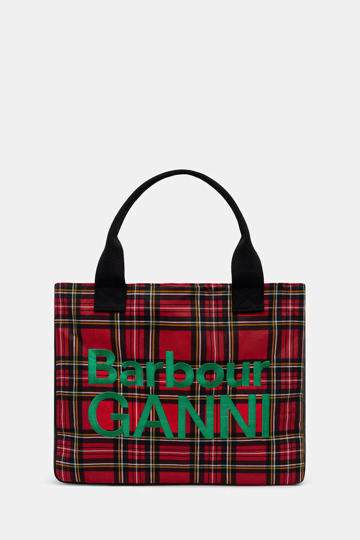 Памучна чанта Barbour x GANNI Wax Tote Bag шарен червен LBA0462TN11
