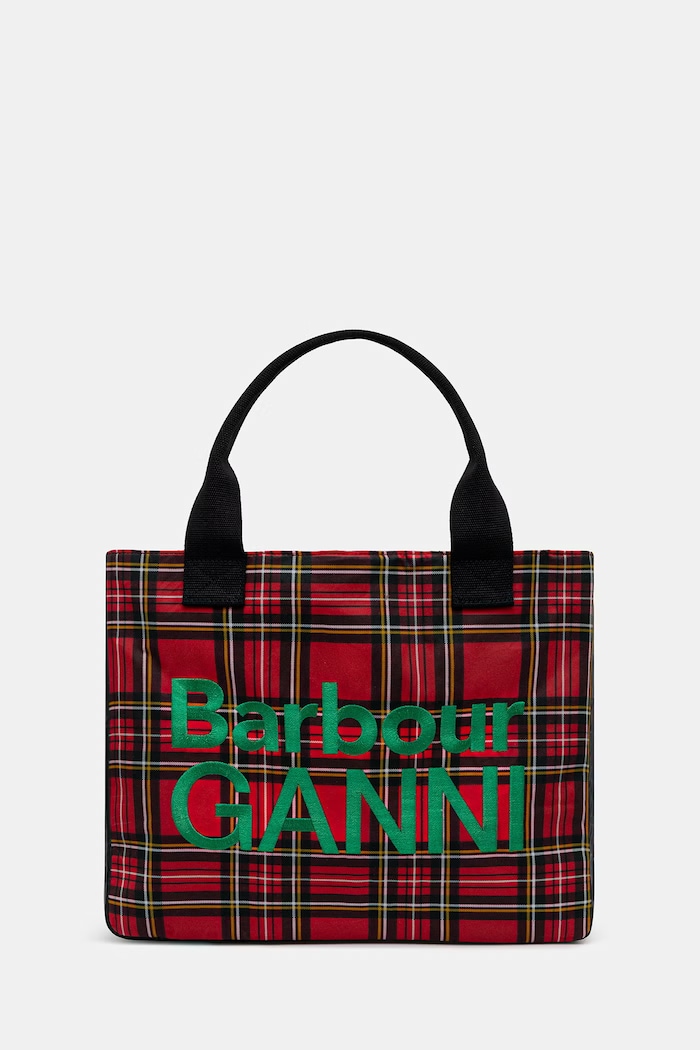 Памучна чанта Barbour x GANNI Wax Tote Bag шарен червен LBA0462TN11