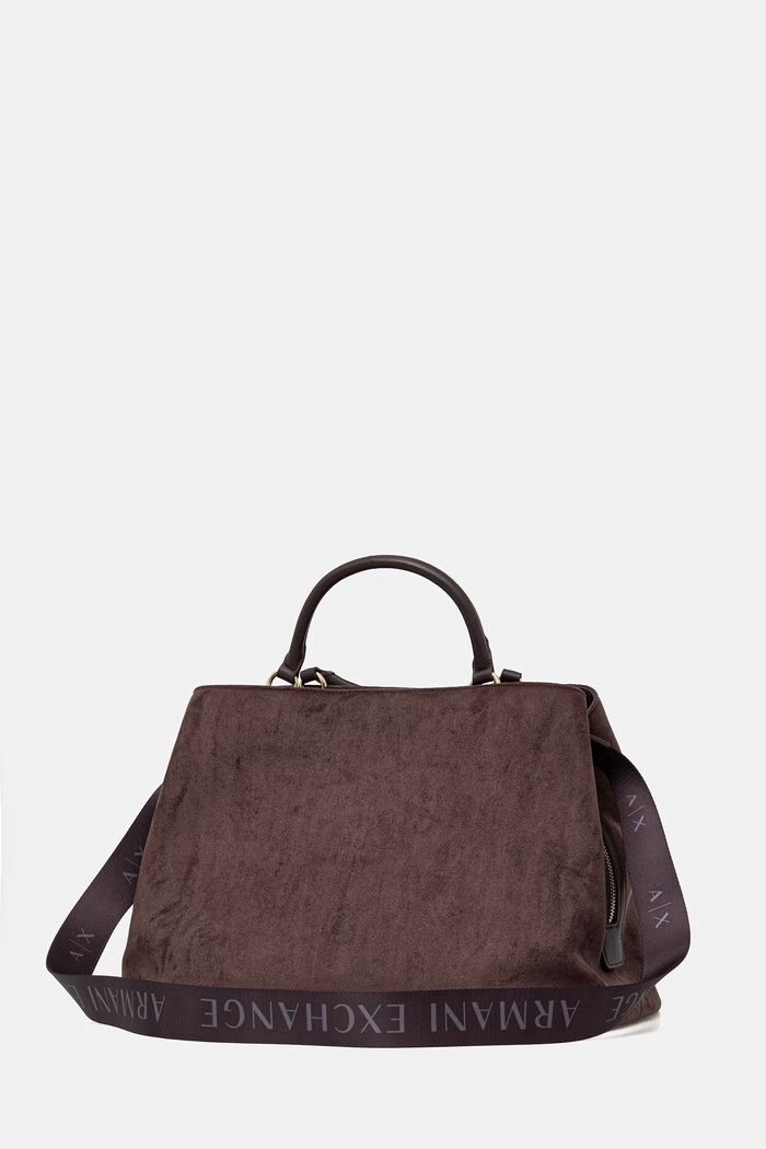 Armani Exchange kabelka typu shopper dámska z imitácie semišu hnedá XW001542.AF22630
