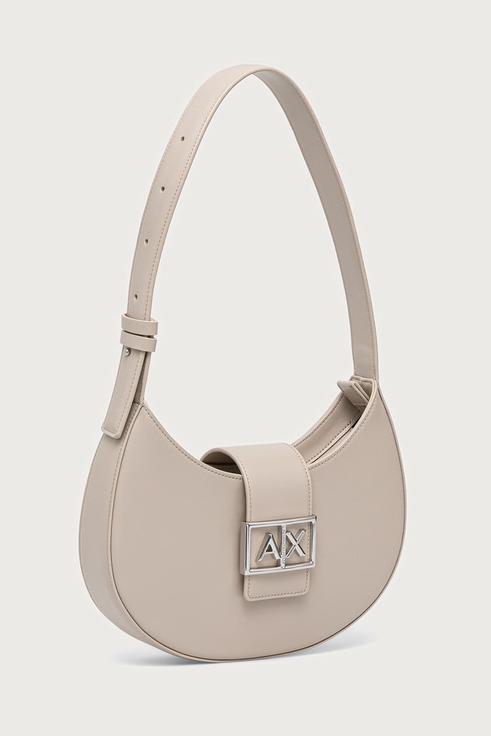Armani Exchange Torebka hobo damska z imitacji skóry XW002565.AF12039 beżowy SS26