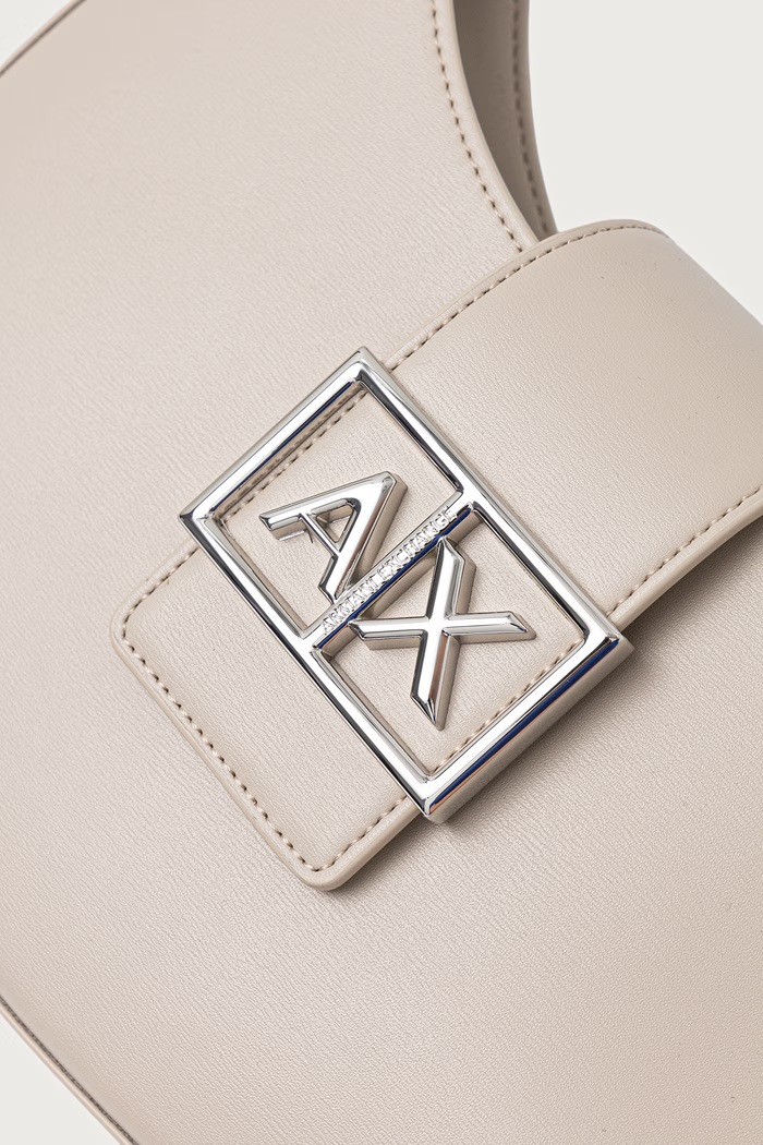 Torebka hobo damska z imitacji skóry Armani Exchange XW002565.AF12039 beżowy
