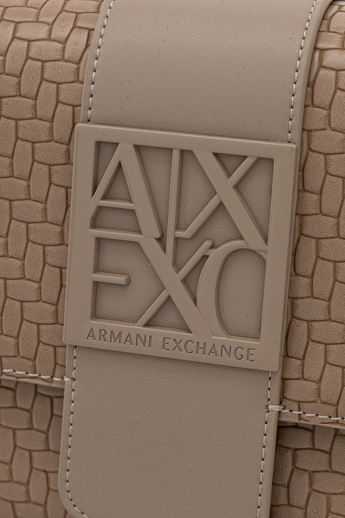 Armani Exchange geantă crossbody pentru femei, cu imitație de piele bej XW002592.AF22628
