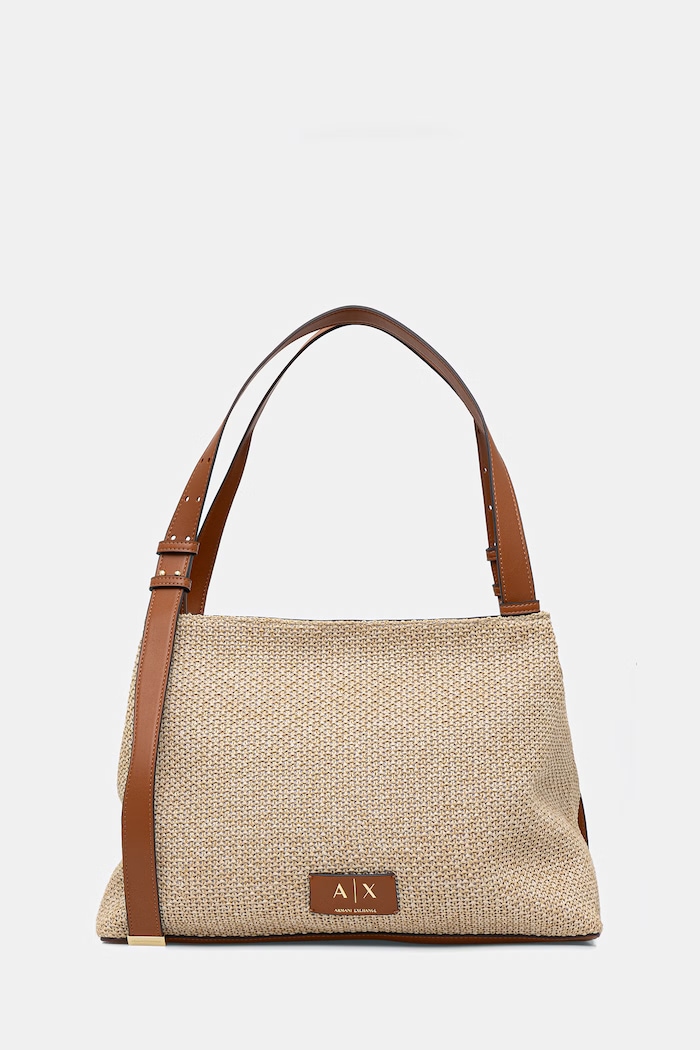 Armani Exchange geantă shopper pentru femei împletită bej XW002603.AF22683