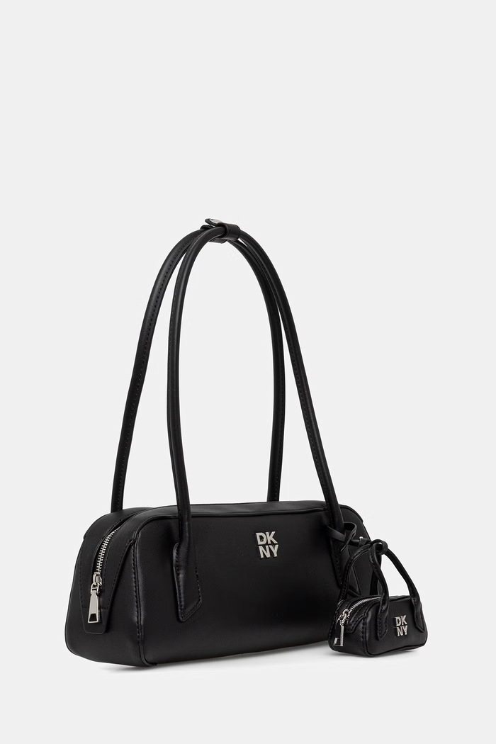 DKNY torebka bagietka damska z imitacji skóry TIANA R613ZP64 czarny SS26