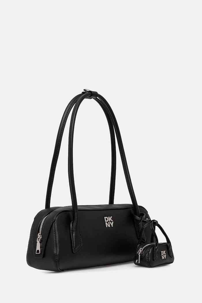DKNY torebka bagietka damska z imitacji skóry TIANA R613ZP64 czarny SS26