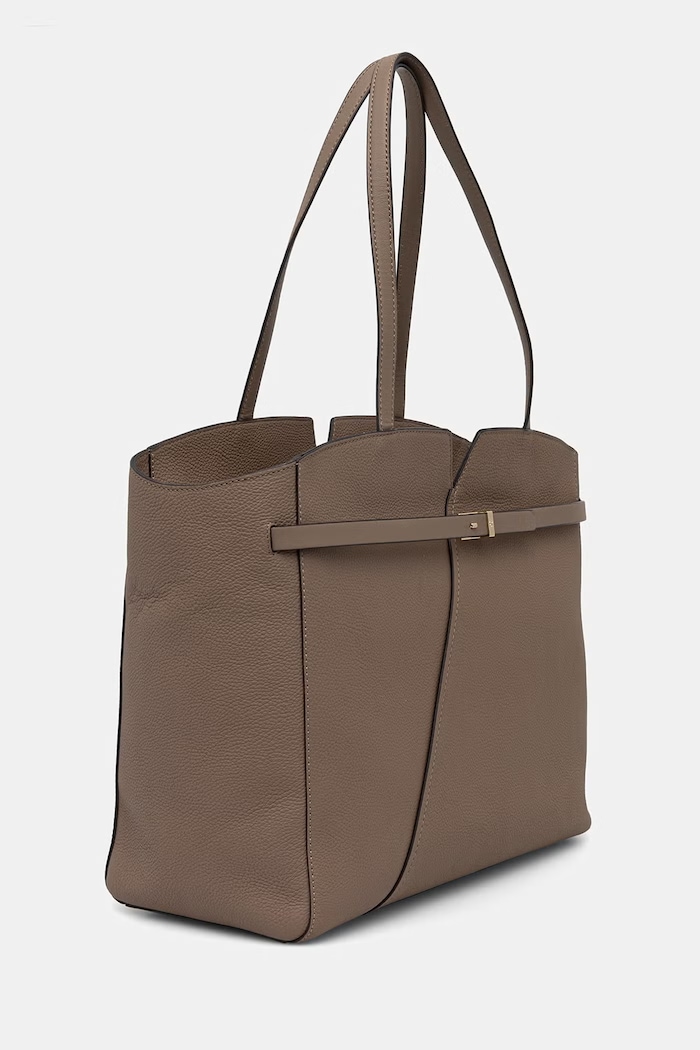 BOSS geantă shopper pentru femei din piele BOSS REVERS TOTE 50563229 maro SS26