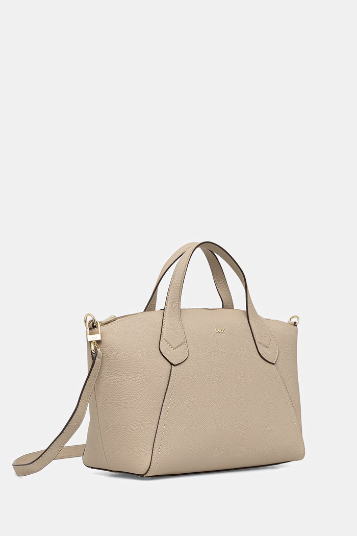 BOSS tote bag pentru femei, cu imitație de piele Lenah Zip Tote M 50563396 bej SS26