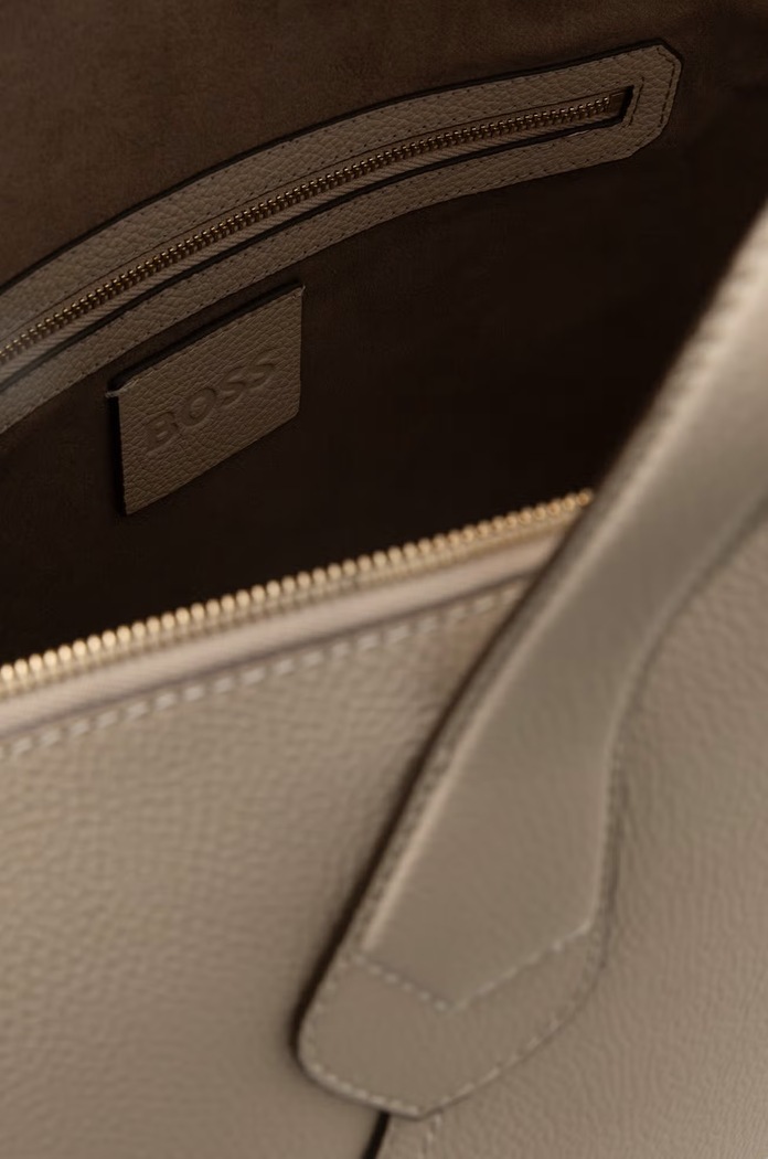 BOSS tote bag pentru femei, cu imitație de piele Lenah Zip Tote M 50563396 bej