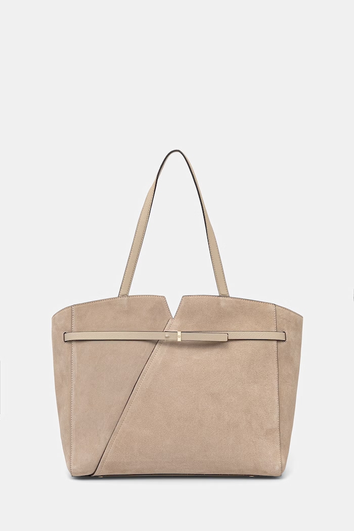 BOSS geantă shopper pentru femei, din piele întoarsă bej 50567595