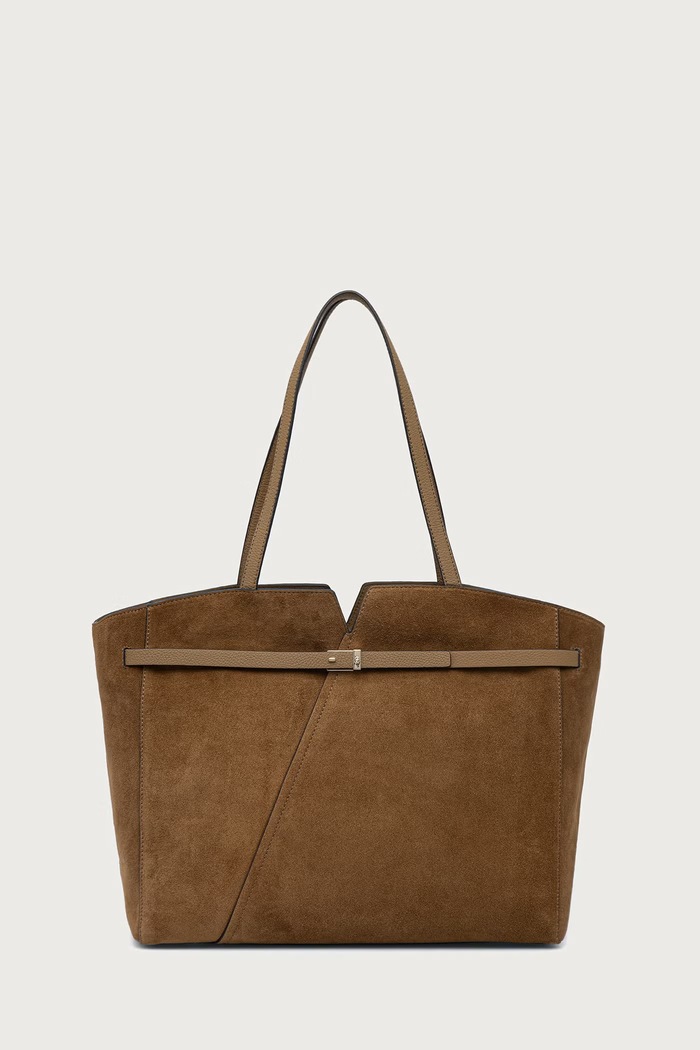 BOSS Torebka shopper damska zamszowa beżowy 50567595