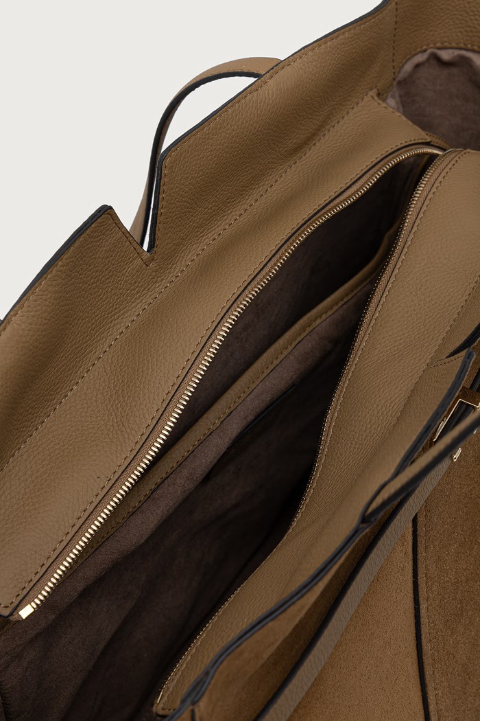 Torebka shopper damska zamszowa BOSS beżowy 50567595