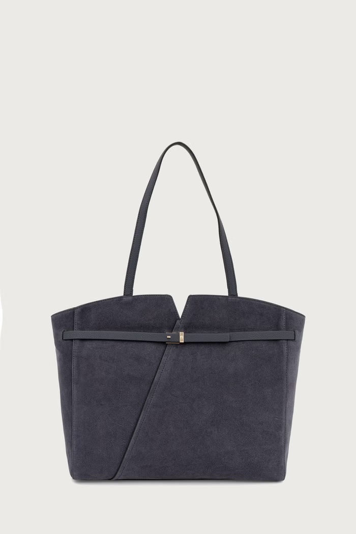 BOSS Torebka shopper damska zamszowa niebieski 50567595