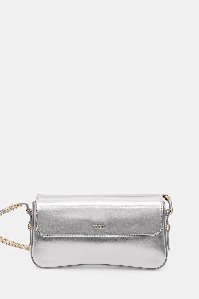 HUGO geantă crossbody pentru femei, cu imitație de piele Syndra LA_Sh. Bag argintiu 50563028