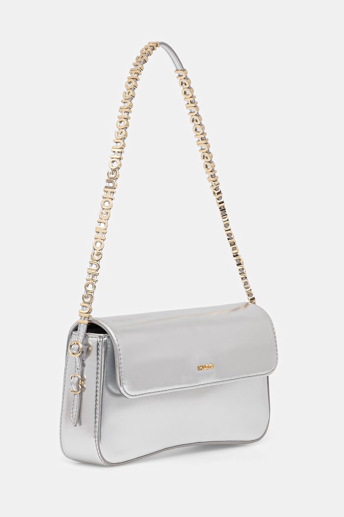 HUGO geantă crossbody pentru femei, cu imitație de piele Syndra LA_Sh. Bag 50563028 argintiu SS26