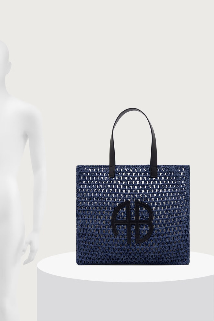 Anine Bing LARGE RIO TOTE - MARINE BLUE geantă shopper pentru femei împletită A.13.11832.WHD20
