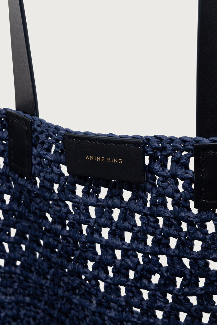 Anine Bing LARGE RIO TOTE - MARINE BLUE geantă shopper pentru femei împletită A.13.11832.WHD20 albastru