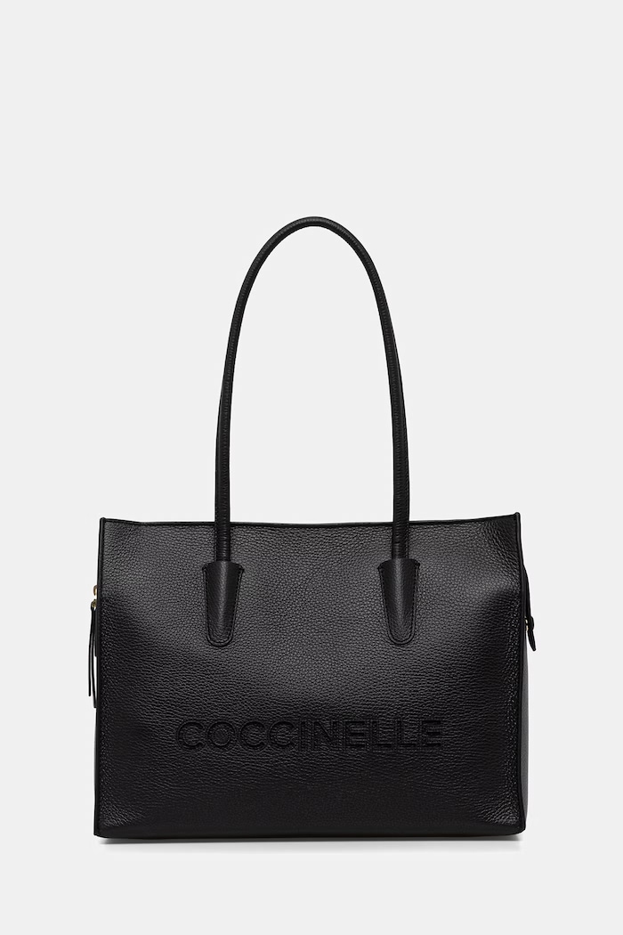 Coccinelle poșetă de piele uni negru E1.UAK.11.02.01
