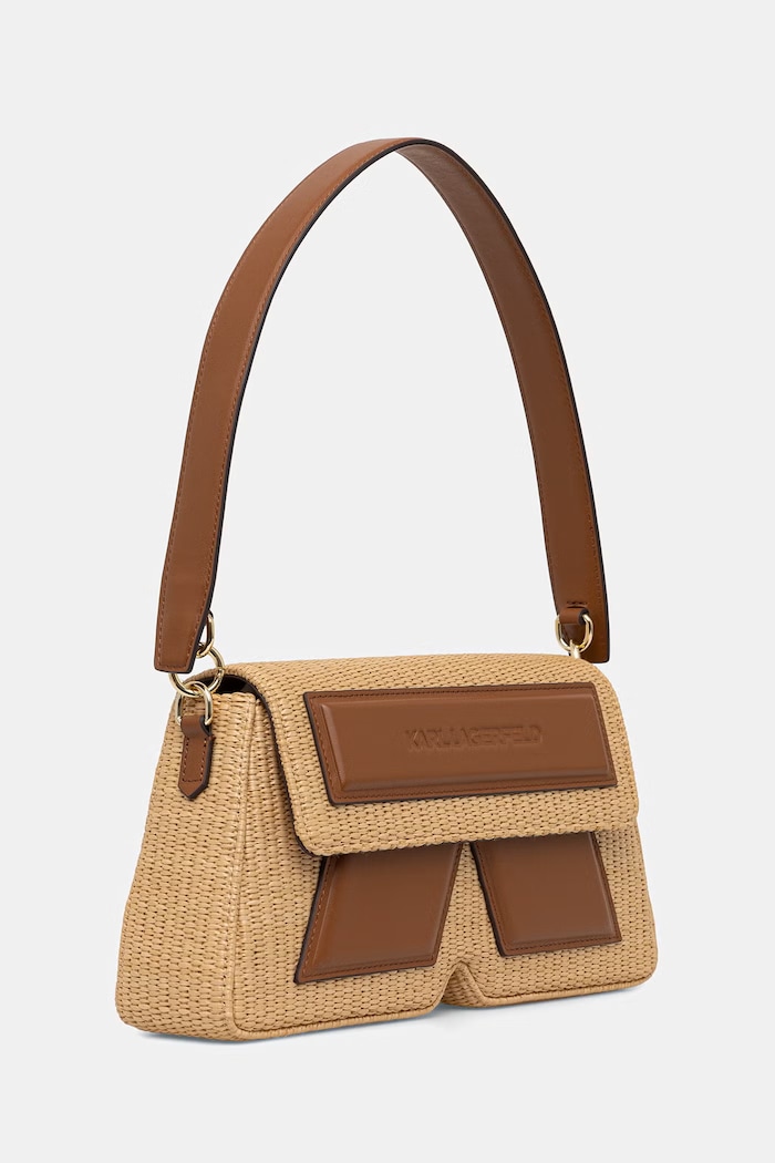Karl Lagerfeld geantă baguette pentru femei, din piele IKON/K B2W30023 bej SS26