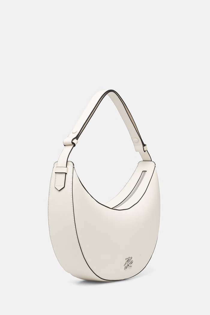 Dámska rogal kožená kabelka Karl Lagerfeld K/AUTOGRAPH B2W30236 béžová SS26