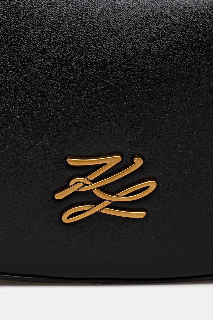 Dámska rogal kožená kabelka Karl Lagerfeld K/AUTOGRAPH čierna B2W30236
