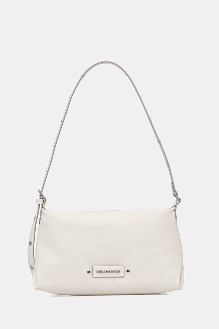 Karl Lagerfeld dámska kožená bagetová kabelka K/EYELETS béžová B2W30087