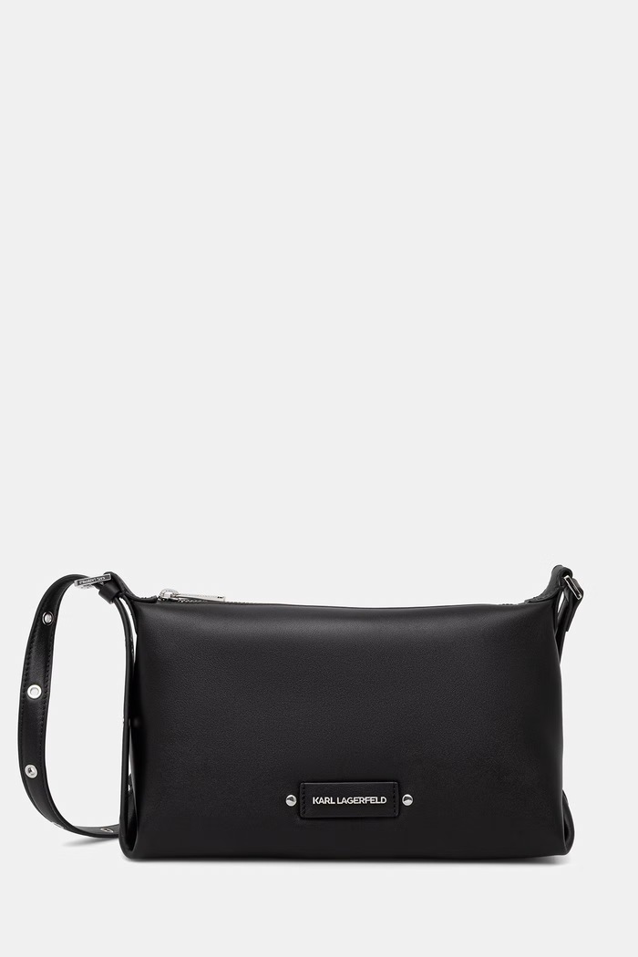 Karl Lagerfeld dámska kožená bagetová kabelka K/EYELETS čierna B2W30087
