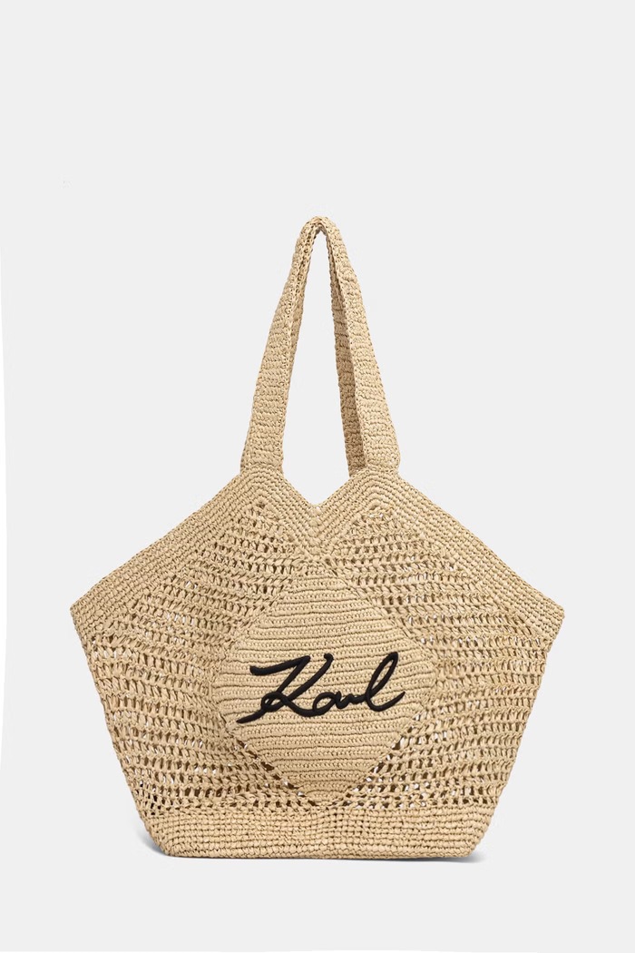 Karl Lagerfeld tote bag pentru femei împletită K/SIGNATURE bej B2W46068