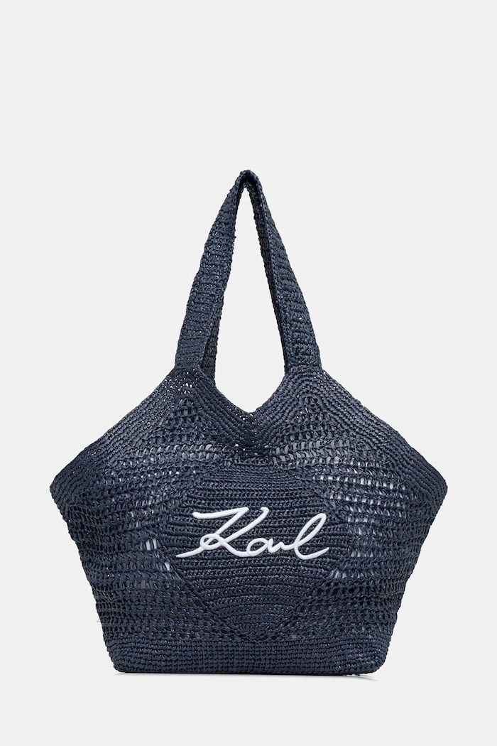 Karl Lagerfeld tote bag pentru femei împletită K/SIGNATURE bleumarin B2W46068