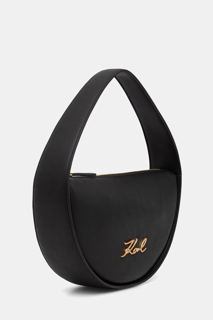 Karl Lagerfeld dámska kožená hobo kabelka K/SIGNATURE B2W30004 čierna SS26