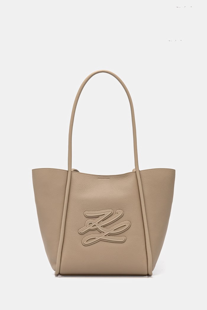 Karl Lagerfeld kabelka typu shopper dámska kožená K/AUTOGRAPH béžová B2W30051
