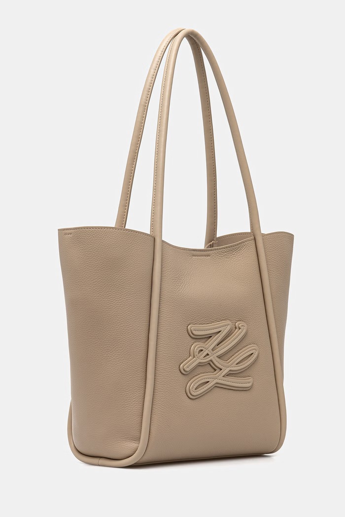 Karl Lagerfeld kabelka typu shopper dámska kožená K/AUTOGRAPH B2W30051 béžová SS26